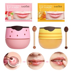 Honeybalm Lip Balm, Honey Balm Uk lips, Honey lip Balm - Premium 4 PCS Set Honey & Strawberry Lip Balm with Exfoliating & Hydrating Properties - Honey Pot Lip Balm for Dry, Cracked & Chapped Lips