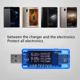 WANGCL USB Digital Power Meter Tester Voltage Tester Electricity Meter Capacity Tester Temperature Tester – Blue