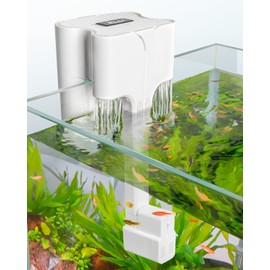 AQQA Fish Tank Filter, Dual Waterfall Hang on Back Filter Aquarium, 200L/h Adjustable Aquarium Filter with 3-stage Filtration, 6W