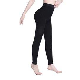 AMZAM® Medias de compresión para mujeres y hombres, sin pies, opacas, soporte firme de 15-20 mmHg, medias de compresión graduadas, ayudan a aliviar la hinchazón del edema de las venas varicosas, lactancia, color negro, L