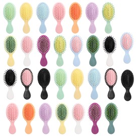 Lawei 30 Pack Mini Hair Brush, Soft Bristles Little Travel Hairbrush for Women Girls Toddler, Detangling Brush for Most Hair Types Wet Dry, Small Pocket Hair Brush Bulk for Kids Gift, 15 Colors