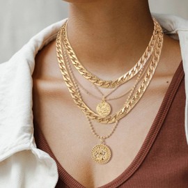 EVER FAITH Large Punk Jewellery Choker Necklace Gold Unisex Cuban Chain Necklace Wide Link Necklaces Hiphop Jewellery for Women Men, Metal