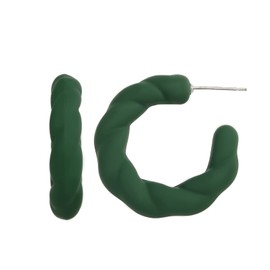 RUOFFETA Twisted Rope Round Hoop Earrings, Lightweight C Shape Candy Earrings for Women(Dark Green)