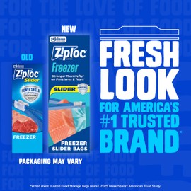 Ziploc Food Storage Quart Freezer Slider Bags, Power Shield Technology for More Durability, 34 count