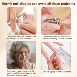 Electric Nail Clipper, Electric Nail Clippers for Seniors with LED Light, Cordless Automatic Nail Trimmer with Adjustable Speed for Fingernails and To