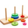 Wooden Tower of Hanoi Intellectual Toy Brain Teaser 8 Rings