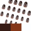 Uñas postizas de lunares, ovaladas, marrones, cortas, almendradas, con pegamento,