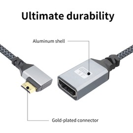 RIIEYOCA 4K Mini HDMI to HDMI Adapter Cable,90 Degree Left Angle Mini HDMI Male to HDMI Female Aluminum Short Nylon Braided Cable,Support 4K UHD,for Laptop,Projector,TV,Monitor,Camcorder(20cm)