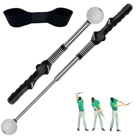 Fanovae Golf Swing Trainer Aid with Arm Band – Retractable Swing Practice Tool with Click Feedback & Grip Trainer + Arm Strap for Swing Synchronization – Portable for Indoor & Outdoor Use
