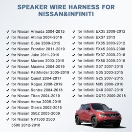 Fiegromech Speaker Wire Harness Compatible with Nissan Altima Frontier Murano Maxima Pathfinder Sentra Xterra Quest Rogue Versa 05-19,Car Door Speaker Harness Adapter Connector for Infiniti 07-15