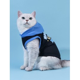 QWINEE Mom Boy Dog Hooded Tank Tops Letter Print Cat Puppy Hoodie Vest Sleeveless Pullover Dog Shirt Stretchy Pet Clothes for Small Medium Large Cats Dogs Kitten Blue XS