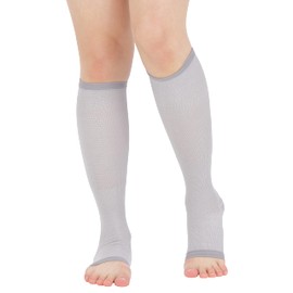 [Dr.Feel] 医師監修 弾性ソックス Cool -夏でもひんやりサラッと快適- ＜接触冷感素材使用＞ (M) つま先なし 両足用（1足入り）