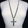 Long Cross Simulated Turquoise Stone Western Style Necklace & Earrings