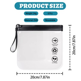 6 Pack Laundry Bag, Clear Travel Toiletry Bag, Waterproof Carry-on Toiletries Bag with Travel Toiletries, Clear Makeup Bag, Cosmetic Bag for Women Men Airport Airline