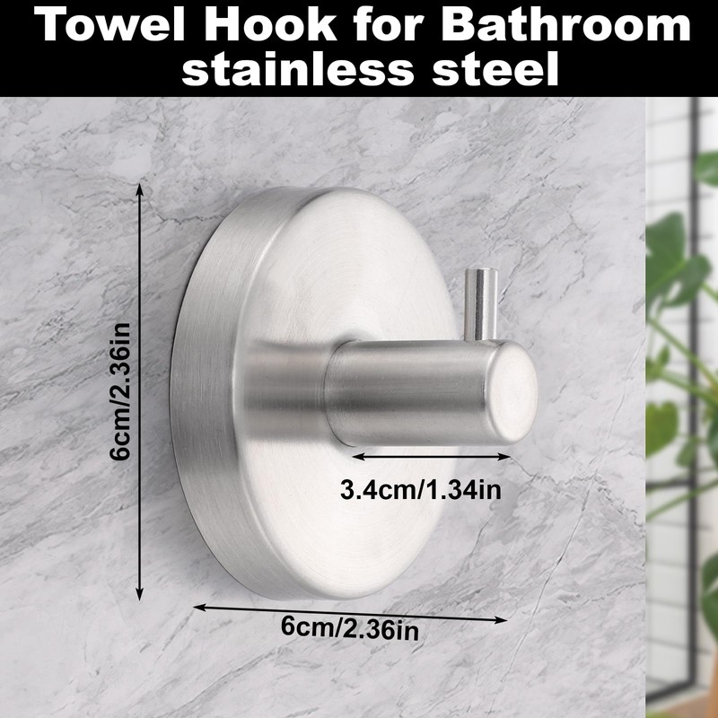 Dntorx Suction Cup Hooks, Silver Stainless Steel Suction Hook for