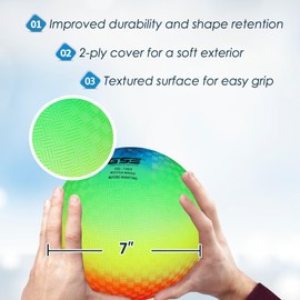 GSE Inflatable Playground Balls,Kickball, Bouncy Dodge Ball,Handball, Perfect for Kids and Adults in Ball Games, Gym, Camps and Yoga Exercises for Indoor and Outdoor(Rainbow, 7-inch)