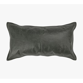 Genuine Leather Pillow Cover Case for Lumbar Throw Couch Pillows - Modern Farmhouse Decorative Sofa Thick & Soft Cushion Covers (Forest Green, 12" x 20")