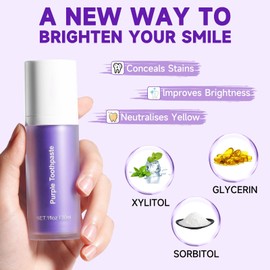 ZXSUCH Purple Toothpaste for Teeth Whitening, Purple Toothpaste, Tooth Stain Removal