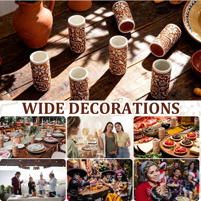 12 Pcs Cielito Lindo Party Favors Mexican Terracotta Pottery Cups,
