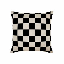TASDANA Plaid Throw Pillow Cover Black White Checkered Pillow Covers 18X18 Inch Square Cotton Linen Soft Couch Cushion Case for Bedroom Sofa Living Room Home Decor