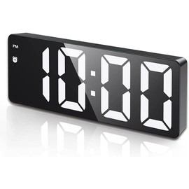 Digital Alarm Clock, [Upgraded Version] LED Clock for Bedroom, Electronic Desktop Clock with Temperature Display, Adjustable Brightness, Voice Control, 12/24H Display for Home, Bedroom, Office - Color: Full Black