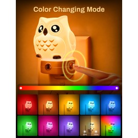 Owl Night Lights Plug Into Wall [2 Pack], Cute Night Light for Kids, 8-Color LED Night Light, Nightlight with Dusk to Dawn Sensor, Decorative Night Light for Kid Room, Bathroom, Bedroom, Children Gift