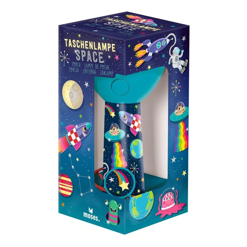 moses. Space, torcia elettrica compatta e robusta per bambini, design