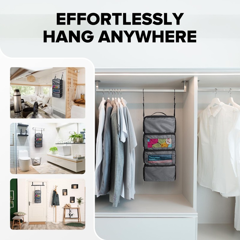 Vokelater Suitcase Organizer - Travel Luggage Hanging Shelves Packing Cube