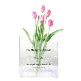 RUINIPOT Bookend Vase for Flowers, Cute Bookshelf Decor, Unique Vase for Book Lovers, Artistic and Cultural Flavor Acrylic Vases for Home Office Decor, A Book About Flowers (Trapezoid