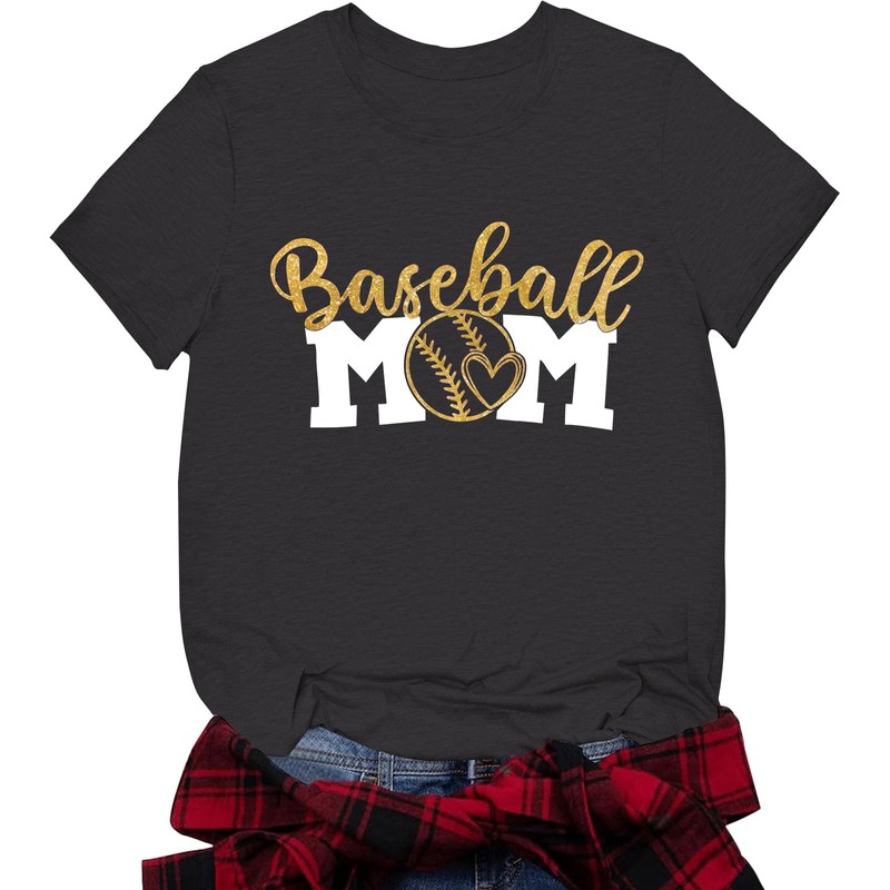 Baseball Mama & Mom Shirts with Gold Foil - Support