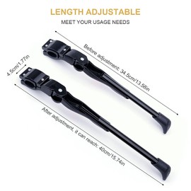 WADY Soporte para Bicicleta Pata De Cabra Ajustable De Aleación De Aluminio para Bicicleta De Montaña Cabra para Bicicleta, Soporte Trasero De Montaña De 20, 22, 24 y 26 Pulgadas, Color Negro