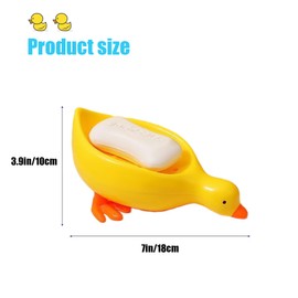 Qaoliffa 2Pcs Cute Duck Shape Soap Dish,Soap Dish with Drain Perforations,Durable and Sturdy Soap Box,Easy Cleaning Soap Saver Tray Decoration for Bathroom, Sinks, Kitchen