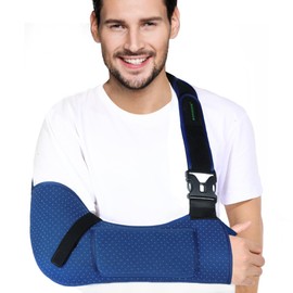 KONSEDIK Arm Sling Shoulder Immobilizer for Men&Women,Porous comfort Medical Sling with Shoulder Pad for Rotator Cuff Injury,Support for Arm,Wrist, Elbow,Clavicle Fracture Post-Surgery(Blue,Small)