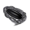 Rhodium Plated Large Black Stone Statement Rings for Women Size