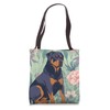 Rottweiler Dog Floral - William Morris Art Nouveau Tote Bag