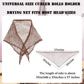 WILLBOND 4 Pcs Cotton Triangle Hair Net for Rollers, Women Mesh Hair Net Setting for Sleeping, 35 x 35 x 57 Inches (Brown)