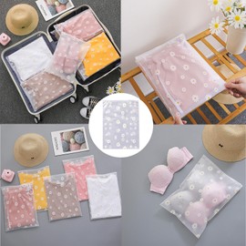 Boxonly Clear Plastic Ziplock Garment Bags - Self-Sealing Storage Bags for Clothing, Gifts, Shipping, PEVA Material, Small Daisy Pattern, 10" x 12" / 25 x 30 cm, 50 Pack