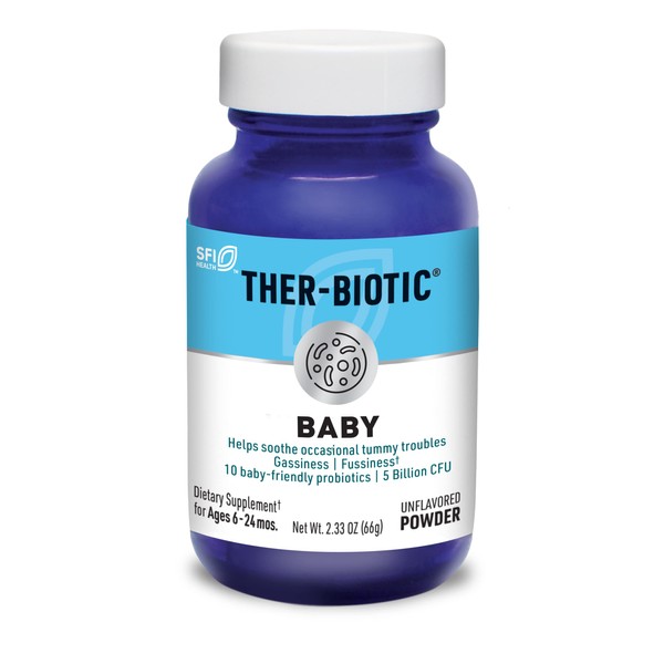 Klaire Labs Ther-Biotic Baby - Infant Probiotic Powder - Bifidobacterium Infantis & More - Gut & Immune Support Baby Probiotics - Hypoallergenic - Mix with Breast Milk or Food (120 Servings)