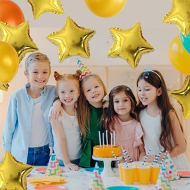 Star Balloons 10pcs, Gold Star Balloons, Gold Star Foil Balloons, Large Mylar Balloons for Birthday Decorations, Vintage Party, Masquerade, New Year