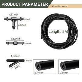 YYTQP 30 PCS Car Windshield Washer Hose Kit, 5M Washer Fluid Hose, I-Type Y-Type T-Type Connector for Connecting Car Water Pumps and Nozzles, Suitable for Most Windshield Tubing
