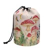 Wnbucioht Mushroom Drawstring Cosmetic Bag for Women Travel Toiletries Bags Portable Drawstring Wash Bag Butterfly Mushroom Print Barrel Makeup Pouch Large Capacity Open Flat Toiletry Bag