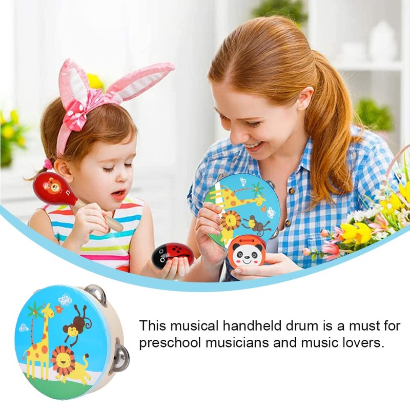 Tambourine Cartoon Hand Held Drum Portable Tambourine Bell for Party