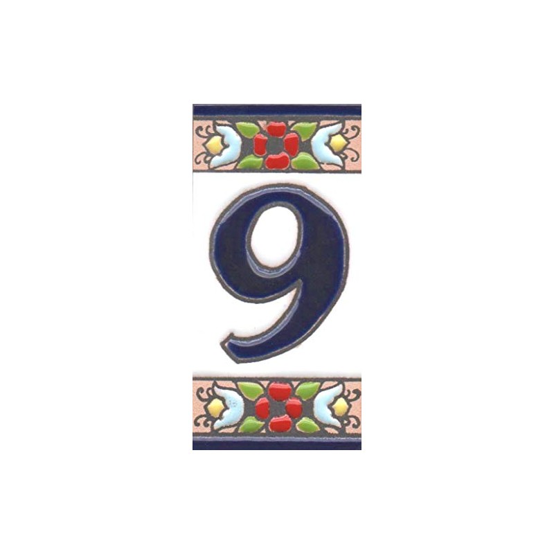 House Numbers, Ceramic Numbers & Letters Tiles, Floral Cherry Design,