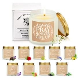 10 Jars Christian Religious Scented Candle Gift Women Set 3.5 oz Bulk Catholic Bible Verses Thank You Gift for Women Faith Friends Teacher Employee Motivational Inspirational Coworkers Gifts(White)