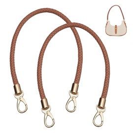 NLONLL Pack of 2 Bag Handles 60 cm Bag Handles with Carabiner Replacement Handle Bag Strap PU Leather Replacement Bag Strap Braided Bags Handle for Purse Tote Handbag Shoulder Bags (Brown), brown