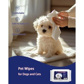 VIPTUVI Dog Wipes for Paws and Butt – Unscented Pet Wipes for Dogs & Cats – 80 Ct Soft Deodorizing Cleaning Wipes for Face, Body & Ears