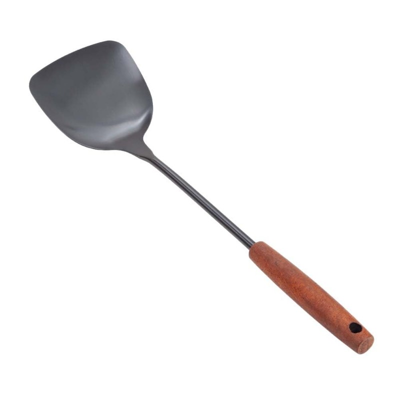 Cabilock Cooking Spoon for Wok 1 Piece Stainless Steel Wooden