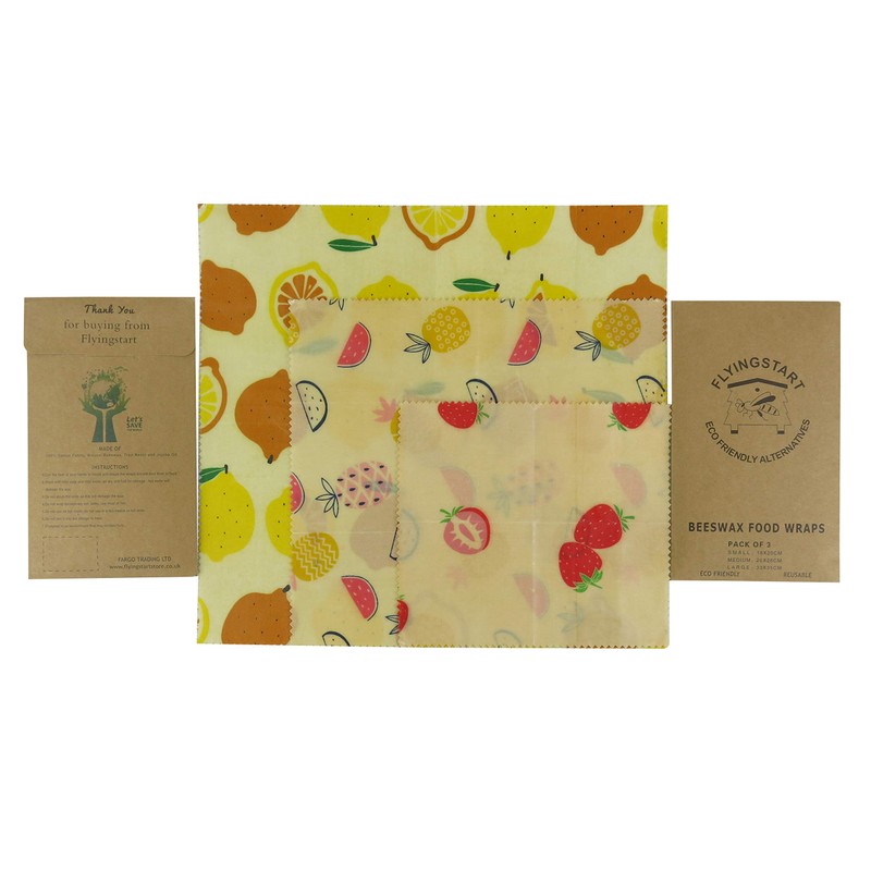 Beeswax Wrap Pack of 3 (S, M, L) Eco Friendly