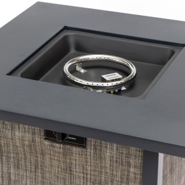 Senjoys 28'' Propane Fire Pit Table, 50,000 BTU Steel Gas FirePit for Outdoor, Fire Table with Lid, Add Warmth & Ambience to Gatherings and Parties On Patio Deck Garden Backyard, Grey.