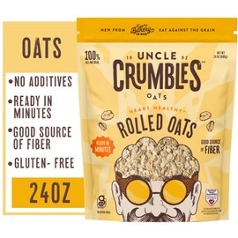 Uncle Crumbles Gluten Free Rolled Oats, Kosher, Non-GMO Project Verified, 24oz Resealable Bag (Pack of 1)